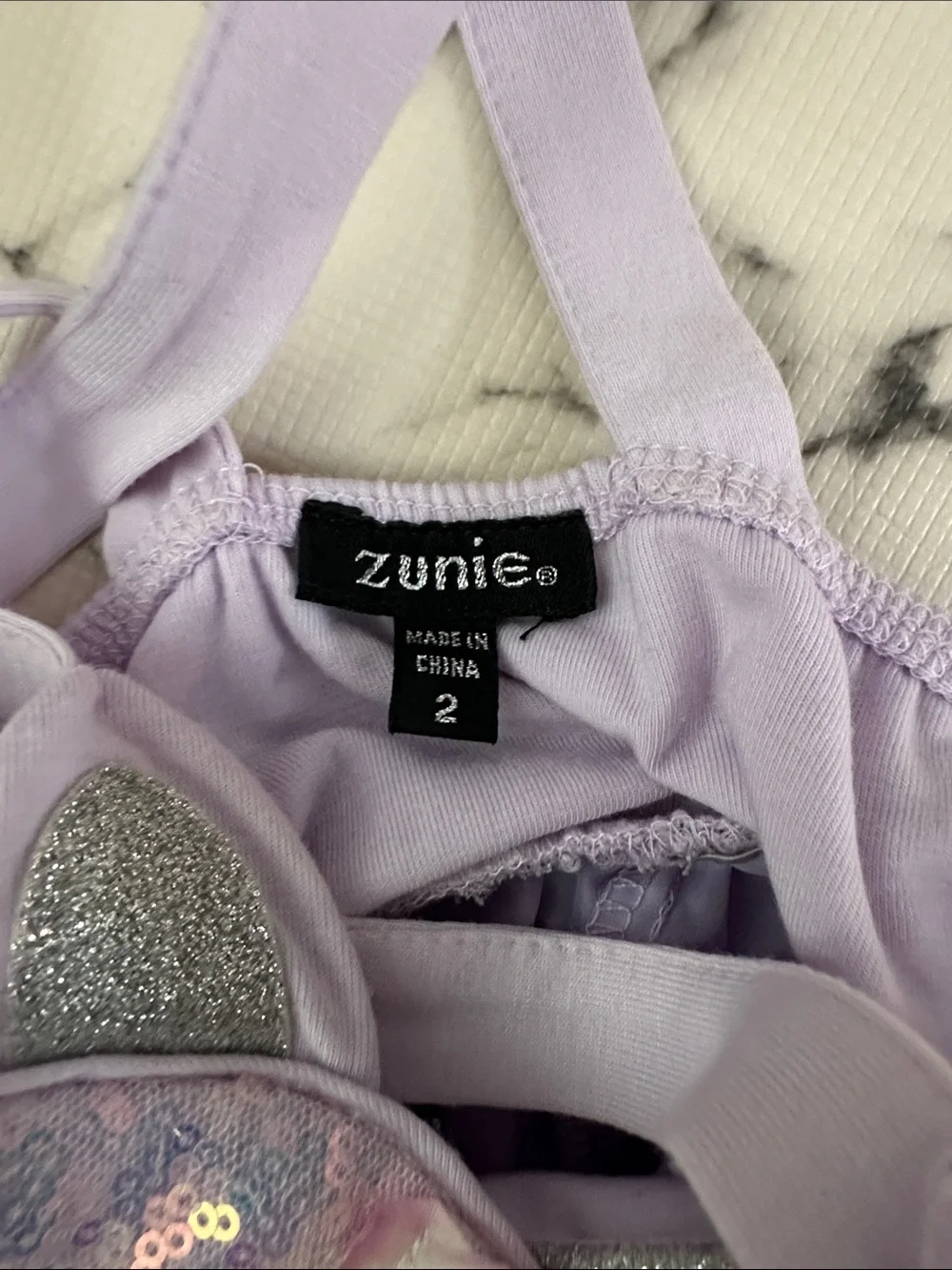 Zunie Lavender Unicorn Sequin Dress with Rainbow Iridescent Accents